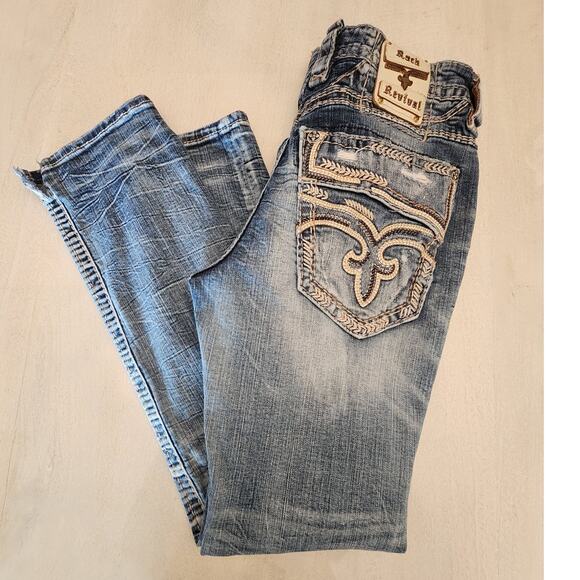 Rock Revival Men's Denim Slim Straight Jean SZ 33 Biker USA - Picture 1 of 10